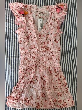 Poupette St. Barth Pink Rachel Smocked Kids Dress with Tassels